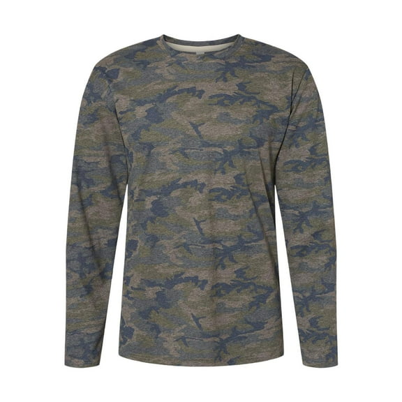 LAT Men's Long Sleeve Fine Jersey Tee, Vintage Camo, Large