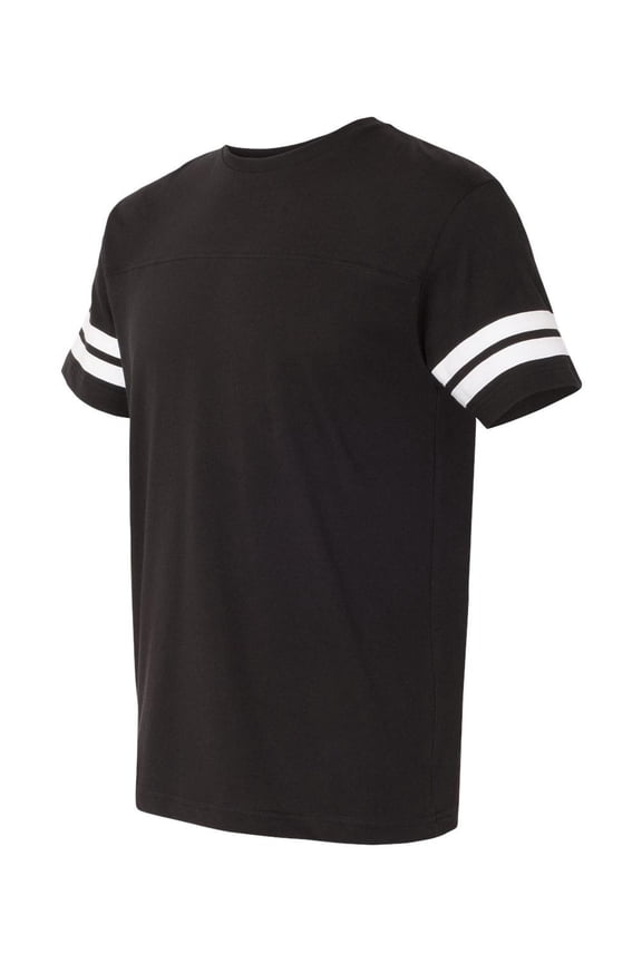 LAT Mens Fine Jersey Crew Neck Short Sleeve Football Tee (6937) Black/White, M