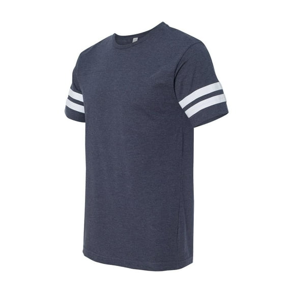 LAT Mens Fine Jersey Crew Neck Short Sleeve Football Tee (6937) Vintage Navy/Blended White, 2X