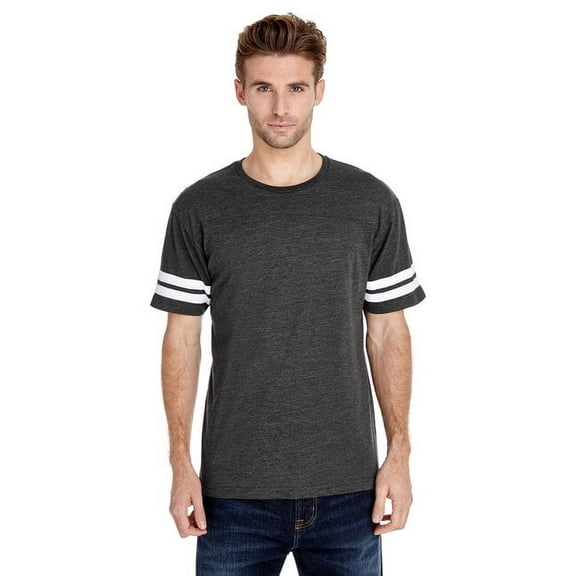 LAT Mens Fine Jersey Crew Neck Short Sleeve Football Tee (6937) Vintage Smoke/Blended White, M