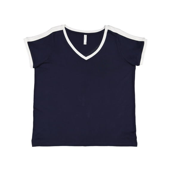 LAT Womens Curvy Soccer Ringer Tee