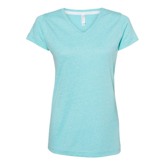 LAT New Women IWPF Women's Harborside Mélange V-Neck T-Shirt