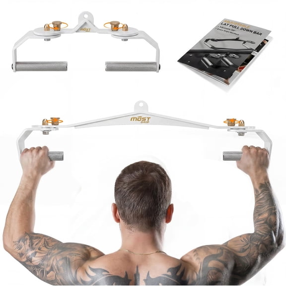 LAT Pull Down Bar Set with 360° Rotatable Handles, LAT Pulldown Attachments for Whole Back Training, Heavy-Duty Locking LAT Pulldown Bars for Home Gym Cable