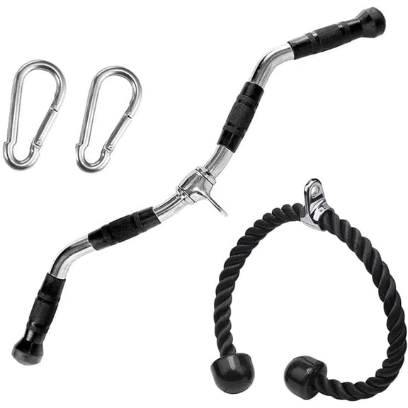 LAT Pull Down Bar/Tricep Press Down Bar/Curl Pull Down Bar Multi-Exerciser  Attachments For  Machines Solid  with Rubber Handgrips & Revolving Hanger For