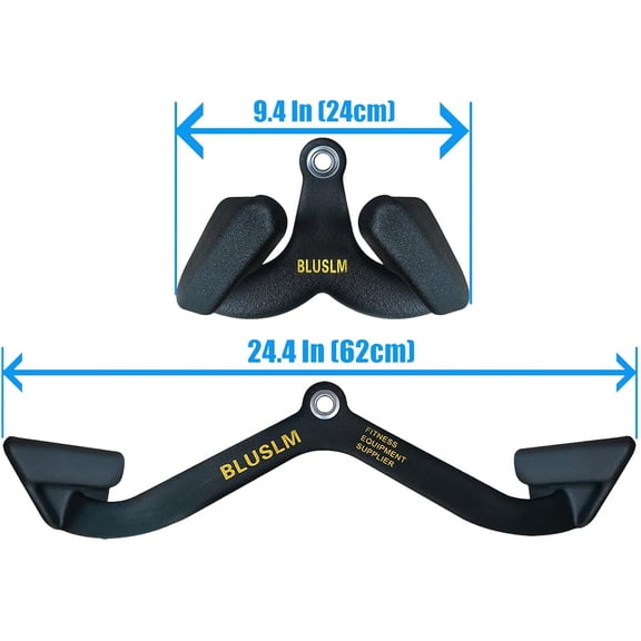 LAT Pull Down Bar for Cable Machine, LAT Pulldown Attachments T-bar V-bar Cable Attachment for Gym, Back Tricep Strength Training Handle (2 Pieces)