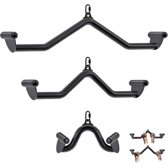LAT Pull Down Bars Machine Attachment, Rowing T-bar V-bar Set, Strength Handle Grips for Machine Rowing Machine, 12" 20" 24" 28" 32" Five Sizes