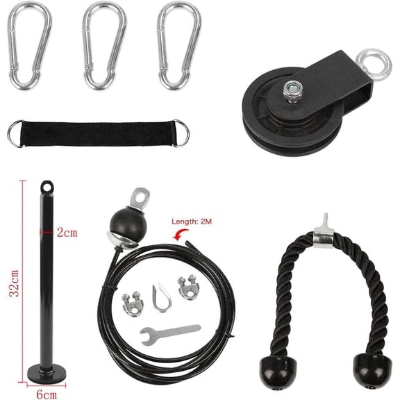 LAT Pull Down and Lift Weight Pulley System Cable Machine Pulley Attachment for Triceps Pull Down, Biceps Curl, Back, Forearm, Shoulder Home Gym Equipment