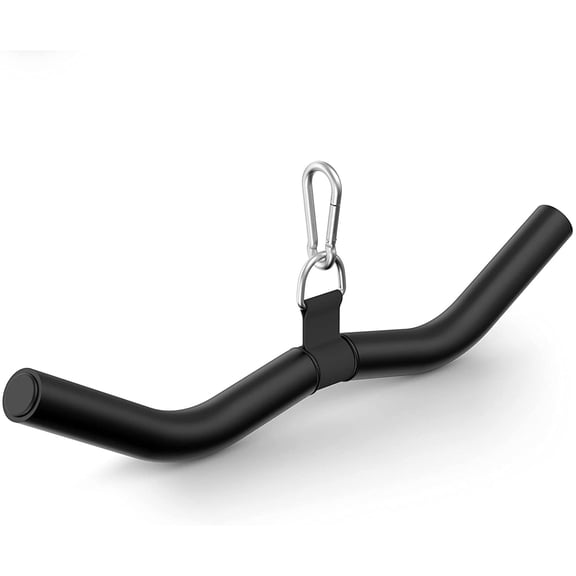 LAT Pulldown Attachments, Black Steel LAT Bar Cable Attachments Handles, Home Gym Cable Machine Accessories, Tricep Rope, Rowing LAT Pull Down Bar, Straight Bar, Double D Handles, Exercise Handles