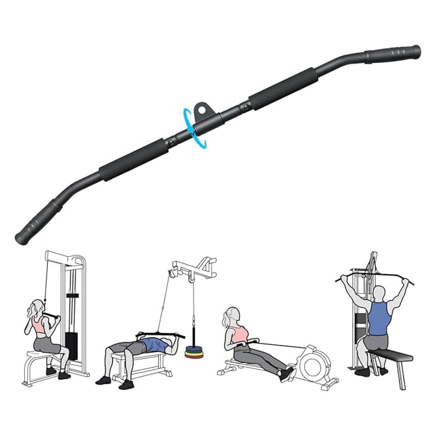 Exercise Rotation Bar LAT Pulldown Bar 39.4'', Cable Machine Attachment for Gym, Rotating ...