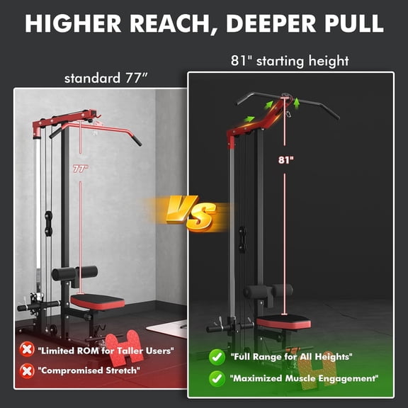LAT Pulldown with Leg Hold Down, Dual Row System for Home Gym Strength Training
