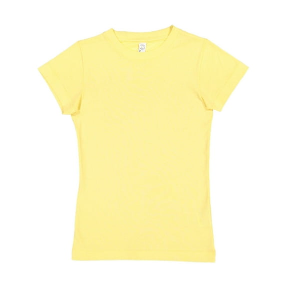 LAT Sportswear 2616 Girls Fine Jersey Longer Length T-Shirt - Butter- Extra Large