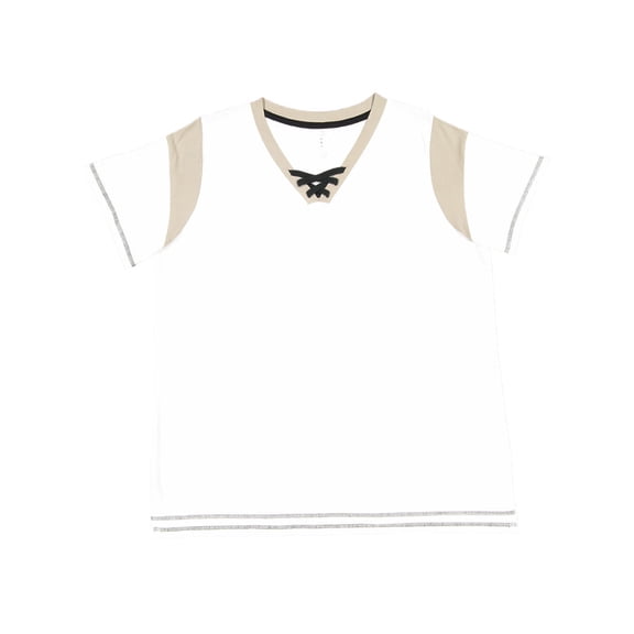 LAT Women's Curvy Gameday Lace Up T-Shirt - WHT/ TITANM/ BLK - 26-28