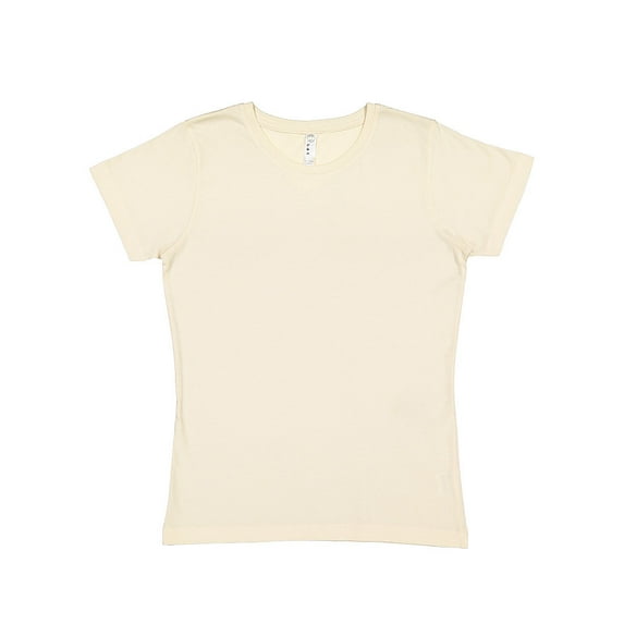 LAT Women 100% Cotton Jersey Crew Neck Short Sleeve Tee (3516) Natural, L