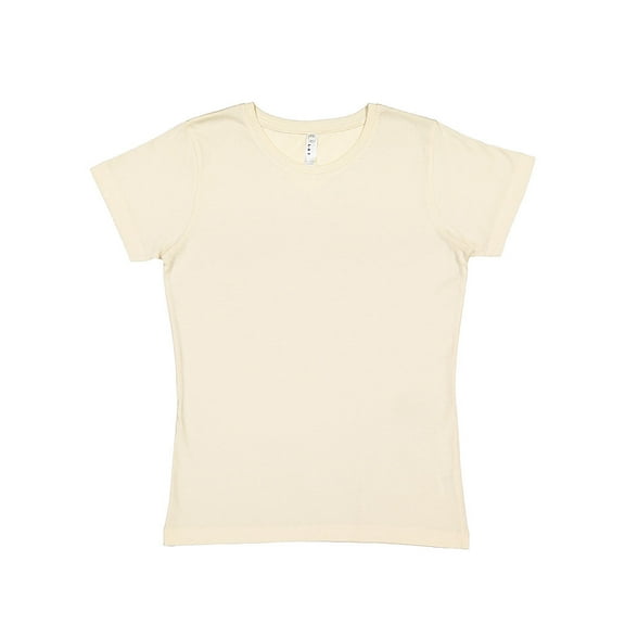 LAT Women 100% Cotton Jersey Crew Neck Short Sleeve Tee (3516) Natural, XL