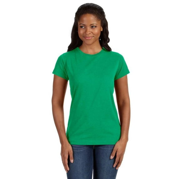 LAT Women 100% Cotton Jersey Crew Neck Short Sleeve Tee (3516) Vintage Green, XS