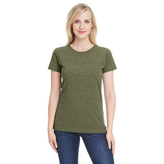 LAT Women 100% Cotton Jersey Crew Neck Short Sleeve Tee (3516) Vintage Military Green, S