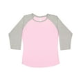 thumbnail image 1 of LAT Women's Baseball Fine Jersey Three-Quarter Sleeve Tee in Pink/ Vintage Heather S | 3530, 1 of 4