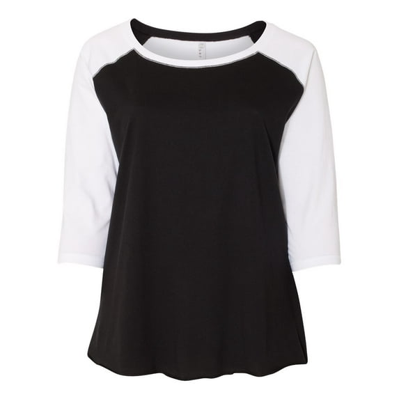 LAT Women's Curvy Baseball T-Shirt - WHITE/ VIN HTHR - 18-20