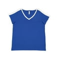 thumbnail image 1 of LAT Women's Curvy Retro Ringer Premium Jersey V-Neck Tee Size up to 4 - 26/28, 1 of 4