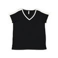 thumbnail image 1 of LAT Women's Curvy Retro Ringer Premium Jersey V-Neck Tee Size up to 4 - 26/28, 1 of 2