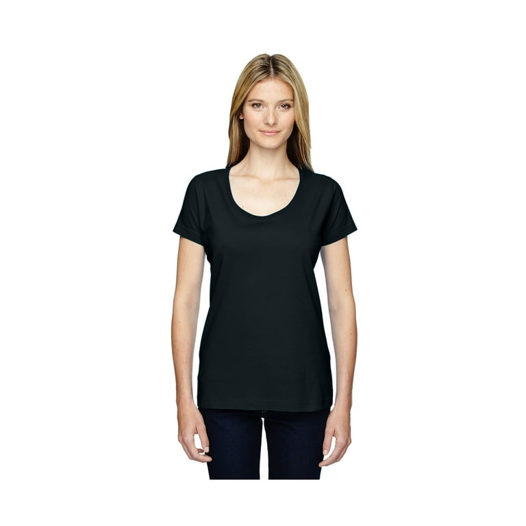 deep scoop neck t shirt women's