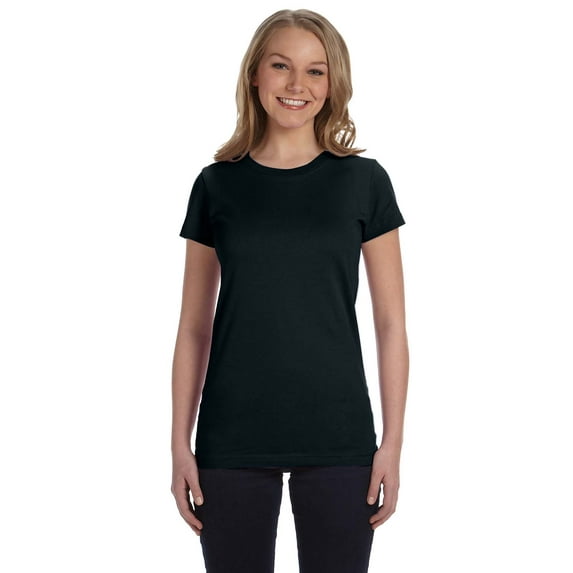 LAT - Women's Fitted Fine Jersey Tee - 3616, Black, 2X, Pack Of 10, Juniors T-Shirts