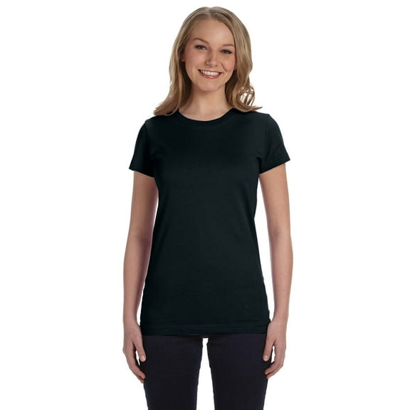 LAT - Women's Fitted Fine Jersey Tee - 3616, Black, 2X, Pack Of 6, Tshirts for Women