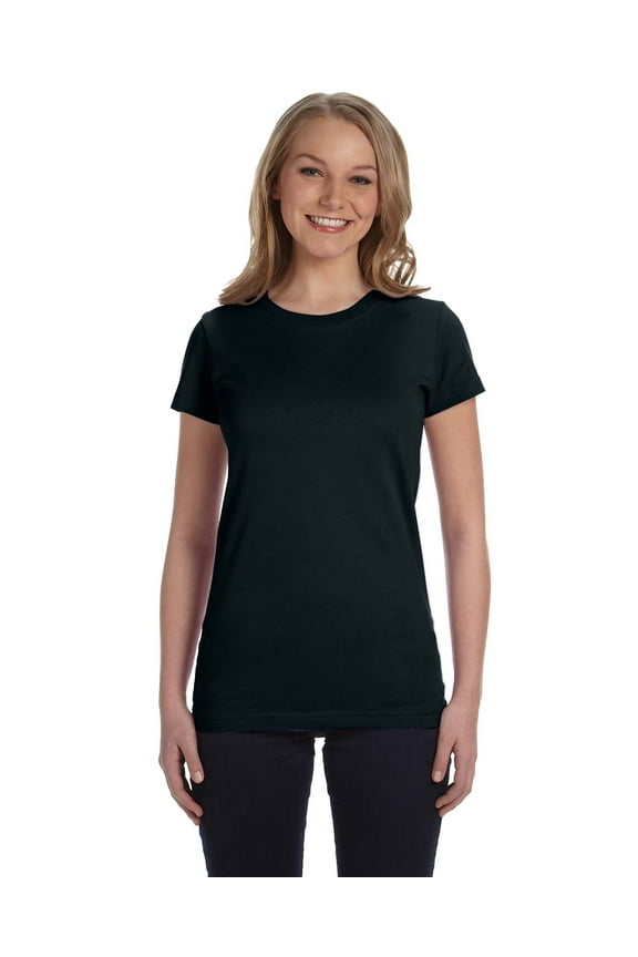 LAT - Women's Fitted Fine Jersey Tee - 3616, Black, 2X, Pack Of 6, Tshirts for Women