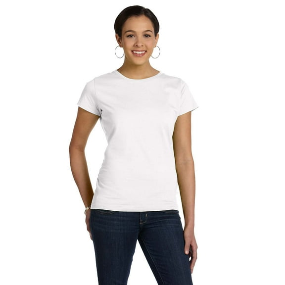 LAT Women's Taped Neck Longer Length Fine Jersey T-Shirt, Style 3516