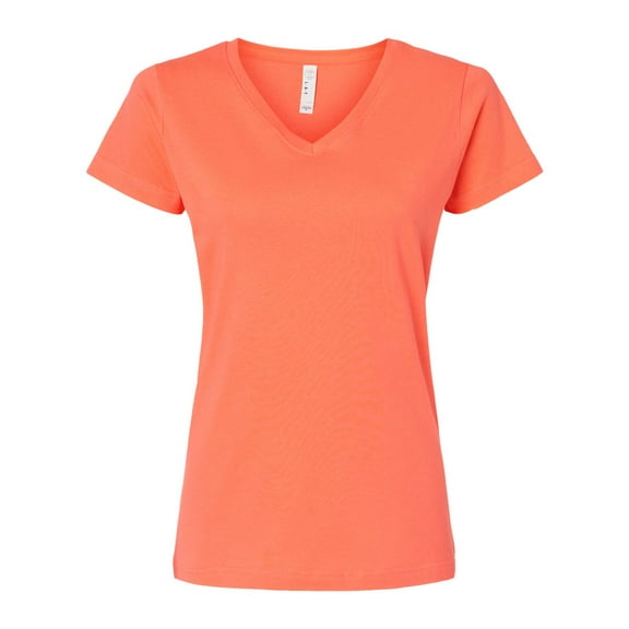 LAT Women's V-Neck Fine Jersey Tee Size up to 3XL