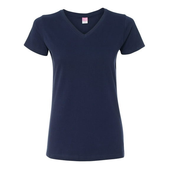 LAT Women's V-Neck Fine Jersey Tee Size up to 3XL