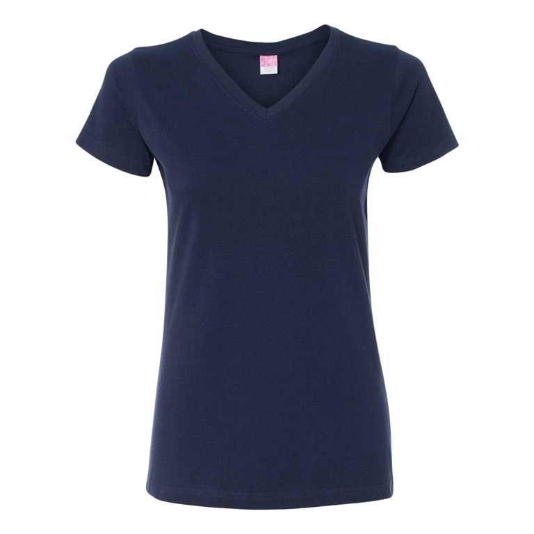 LAT Women's V-Neck Fine Jersey Tee - Walmart.com