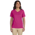 thumbnail image 1 of LAT Women's V-Neck Premium Jersey Tee in Fuchsia XL | 3587, 1 of 2