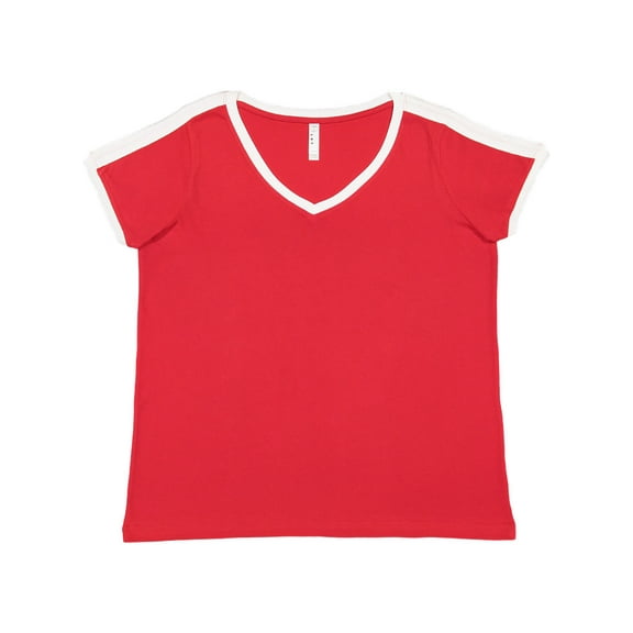 LAT Womens Curvy Soccer Ringer Tee