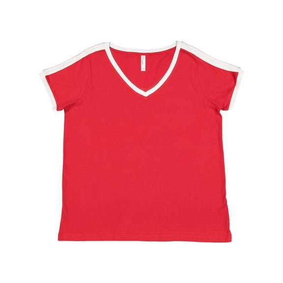LAT Womens Curvy Soccer Ringer Tee