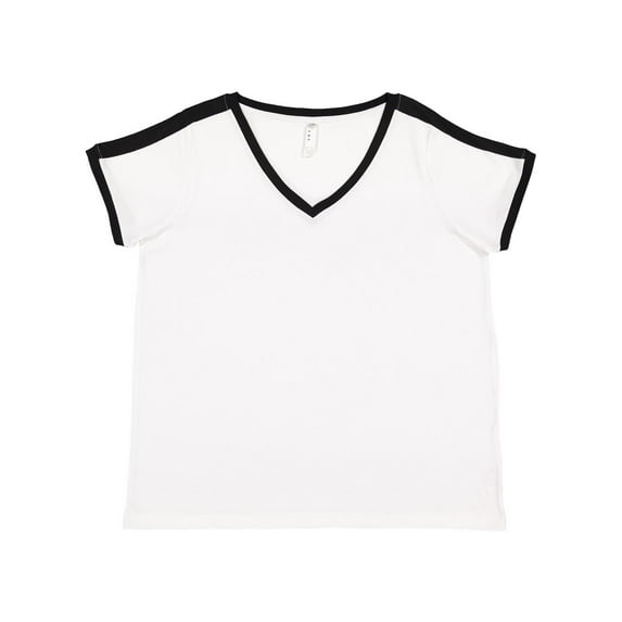 LAT Womens Curvy Soccer Ringer Tee