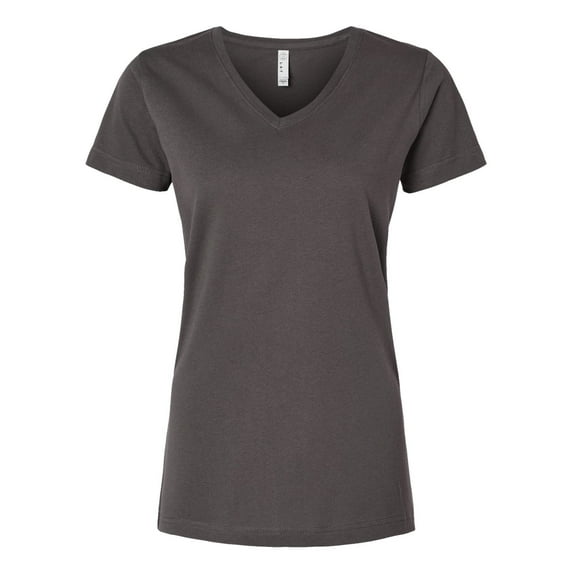LAT Womens V-Neck Fine Jersey Tee - Charcoal, S