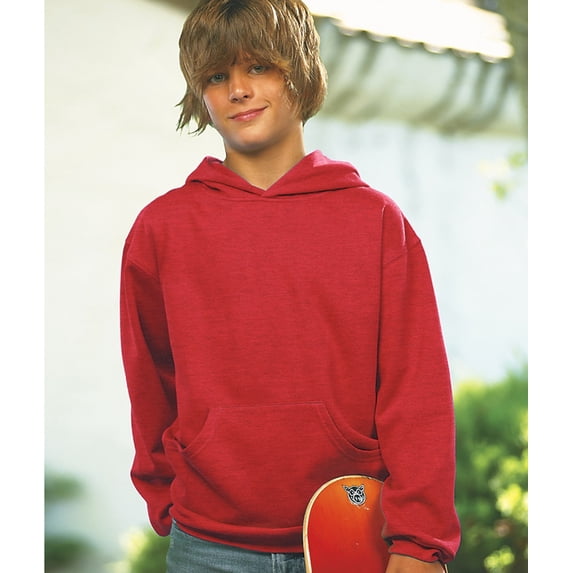 LAT Youth Fleece Hoodie Boy & Girl | Pullover Hooded Kids Sweatshirt with Pouch Pocket,X-Small - Vintage Red