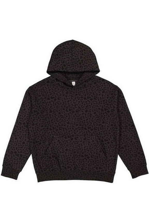 LAT Youth Hoodie Boy & Girl Fleece Pullover Hooded Sweatshirt with Pouch Pocket, Black Leopard, Large