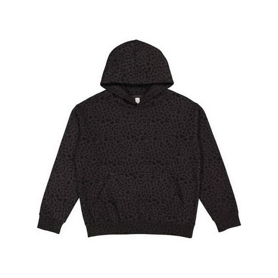 LAT Youth Hoodie Boy & Girl Fleece Pullover Hooded Sweatshirt with Pouch Pocket, Black Leopard, Small