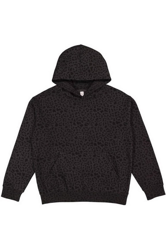 LAT Youth Hoodie Boy & Girl Fleece Pullover Hooded Sweatshirt with Pouch Pocket, Black Leopard, X-Small