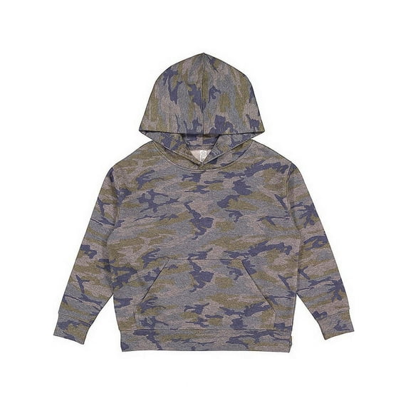 LAT Youth Hoodie Boy & Girl Fleece Pullover Hooded Sweatshirt with Pouch Pocket, Vintage Camo, Medium