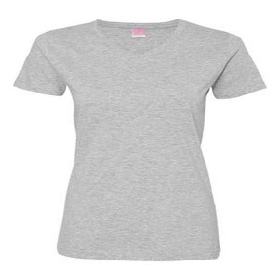 LAT Ladies' V-Neck Fine Jersey T-Shirt - HEATHER - S