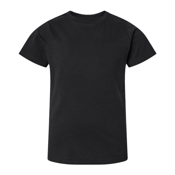 LAT Youth Short Sleeve Fine Jersey Tee, 100% Ring-Spun Cotton Breathable Kids T-Shirt (Black, L)