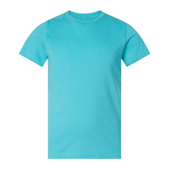 LAT Youth Short Sleeve Fine Jersey Tee, 100% Ring-Spun Cotton Breathable Kids T-Shirt (Caribbean, XS)