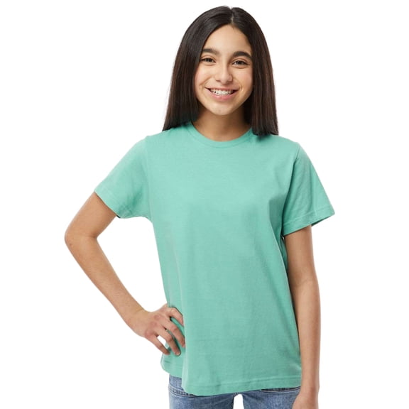 LAT Youth Short Sleeve Fine Jersey Tee, 100% Ring-Spun Cotton Breathable Kids T-Shirt (Saltwater L)