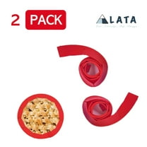 LATA 2 Pack Silicone Pie Crust Shields, Adjustable Pie Crust Protectors - Red