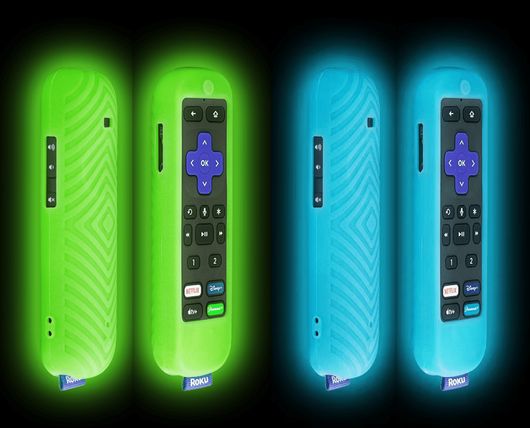 LATA 2 Packs Roku Voice Remote Pro Case Cover, Glow in the Dark, Blue