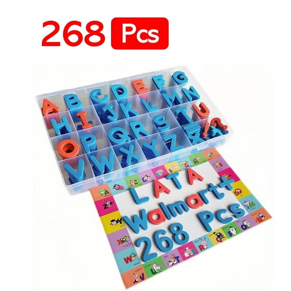 LATA 268 Pcs Magnetic Letters and Numbers for Kids, EVA Alphabet Magnets Kit, Red and Blue