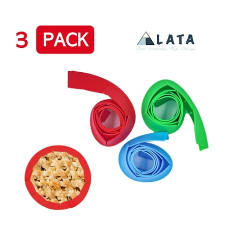 LATA 3 Pack Silicone Pie Crust Shields, Adjustable Pie Crust Protectors